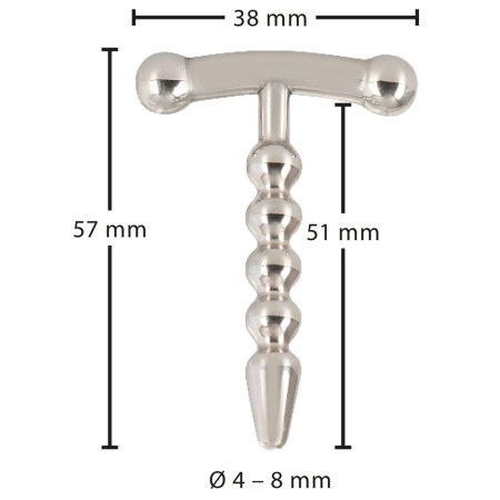Penisplug Small Anchor – bezszwowy dilator cewki moczowej z 4 kulkami, długość całkowita 5,7 cm - 6