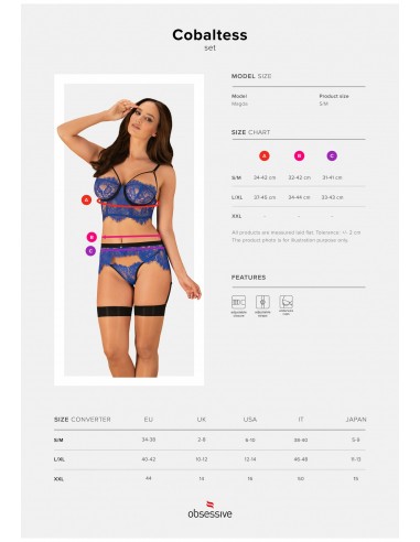 Bielizna-Cobaltess komplet 3-częściowy L/XL - Komplety bielizny erotycznej - 7