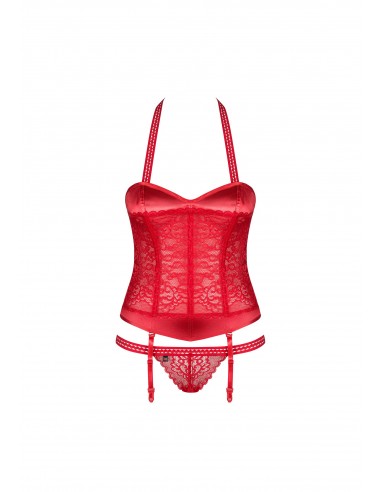 Flameria Gorset I Stringi Czerwony - Komplety bielizny erotycznej - 4
