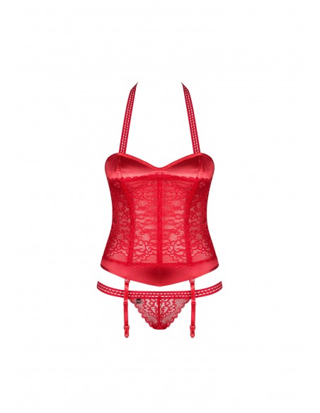 Flameria Gorset I Stringi Czerwony - Komplety bielizny erotycznej - 4