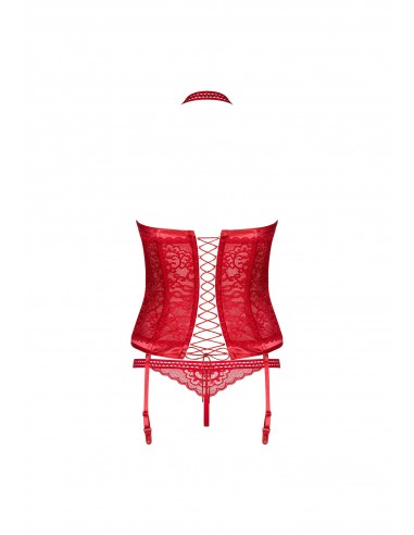 Flameria Gorset I Stringi Czerwony - Komplety bielizny erotycznej - 5