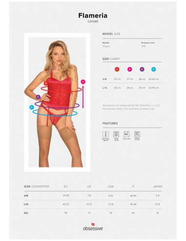 Flameria Gorset I Stringi Czerwony - Komplety bielizny erotycznej - 6