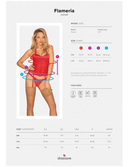 Flameria Gorset I Stringi Czerwony - Komplety bielizny erotycznej - 6