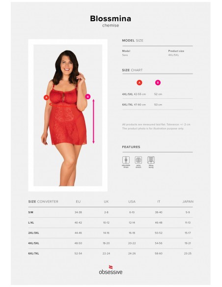 Bielizna-Blossmina koszulka i stringi  4XL/5XL - Koszule nocne - 7