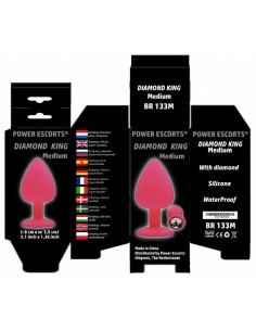 Plug-Diamond King Medium -Butt Plug-Pink/Light Blue Stone - Korki analne silikonowe - 1 2