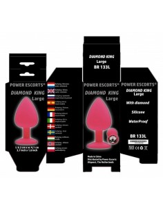 Plug-Diamond King Large -Butt Plug-Pink/Pink Stone - Korki analne silikonowe - 1 2