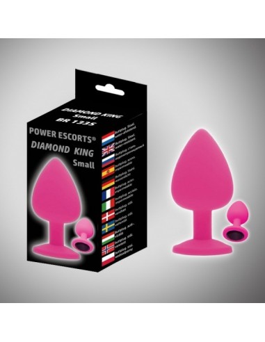 Plug-Diamond King Small -Butt Plug-Pink/Pink Stone - Korki analne silikonowe - 1