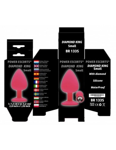 Plug-Diamond King Small -Butt Plug-Pink/Pink Stone - Korki analne silikonowe - 2