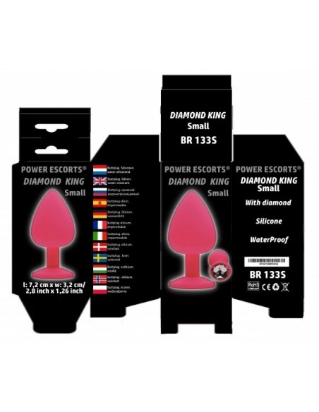 Plug-Diamond King Small -Butt Plug-Pink/Pink Stone - Korki analne silikonowe - 2