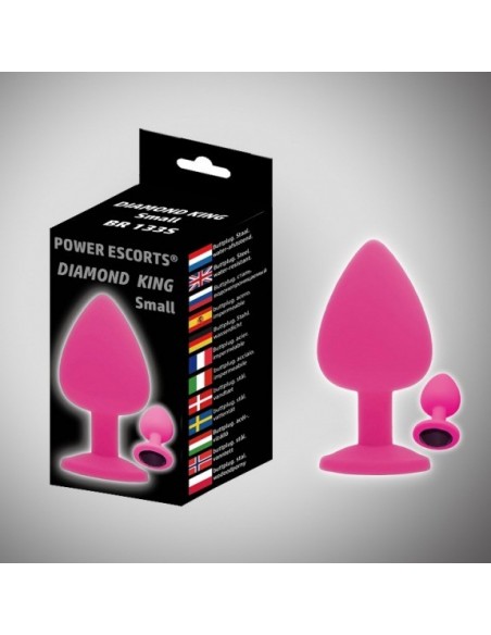 Plug-Diamond King Small-Butt Plug-Pink/Clear Stone - Korki analne silikonowe - 1
