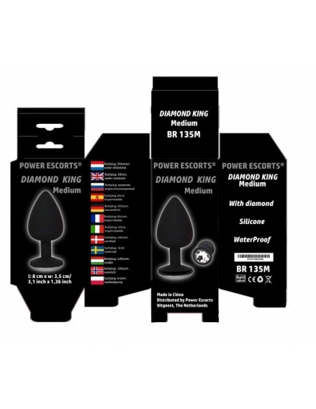 Plug-Diamond King Medium-Butt Plug-Black/Red Stone - Korki analne silikonowe - 2