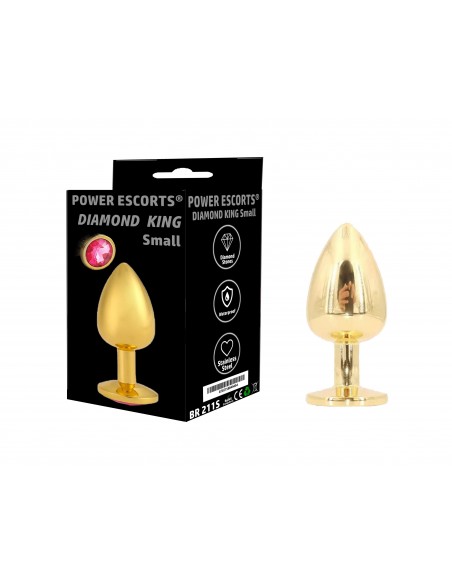 Plug-Diamond King Small-Butt Plug-Gold/Light Blue Stone - Korki analne stalowe - 1