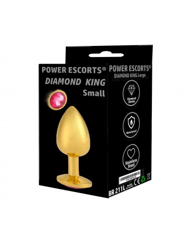 Plug-Diamond King Small-Butt Plug-Gold/Light Blue Stone - Korki analne stalowe - 2