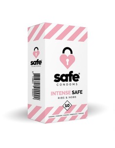 SAFE - Condoms Intense Safe Ribs / Nobs (10 pcs) - Prezerwatywy klasyczne - 1