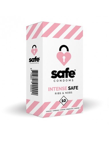 SAFE - Condoms Intense Safe Ribs / Nobs (10 pcs) - Prezerwatywy klasyczne - 1