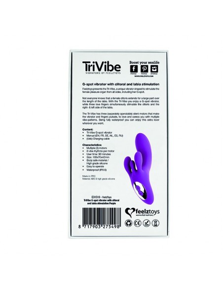FeelzToys - TriVibe G-Spot Vibrator with Clitoral / Labia Stimulation Purple - Wibratory Punktu G - 6