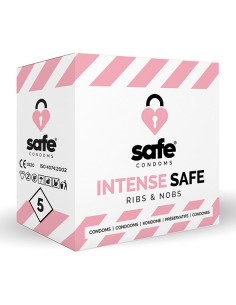 SAFE - Condoms Intense Safe Ribs / Nobs (5 pcs) - Prezerwatywy klasyczne - 1