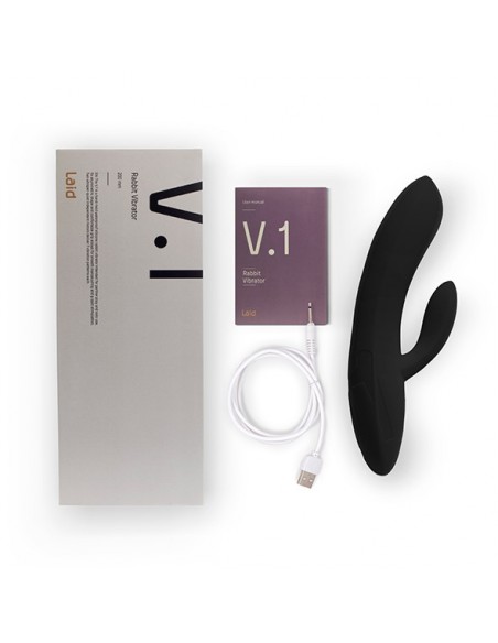 Laid - V.1 Silicone Rabbit Vibrator Black - Wibratory Punktu G - 5