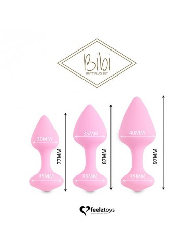 FeelzToys - Bibi Butt Plug Set 3 pcs Pink - Korki analne silikonowe - 2