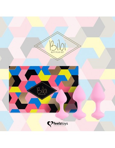 FeelzToys - Bibi Butt Plug Set 3 pcs Pink - Korki analne silikonowe - 4