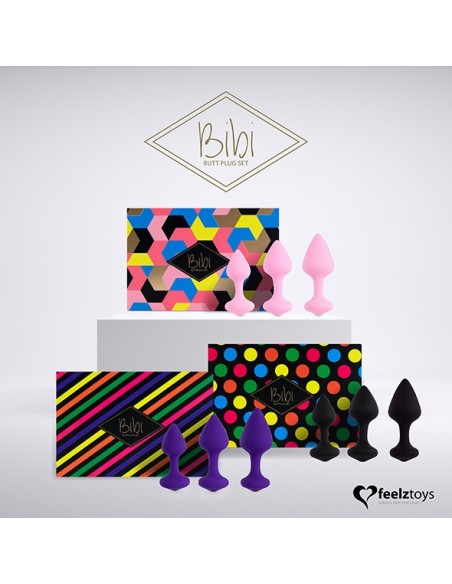 FeelzToys - Bibi Butt Plug Set 3 pcs Pink - Korki analne silikonowe - 6
