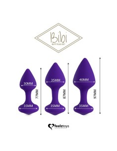 FeelzToys - Bibi Butt Plug Set 3 pcs Purple - Korki analne silikonowe - 1 2