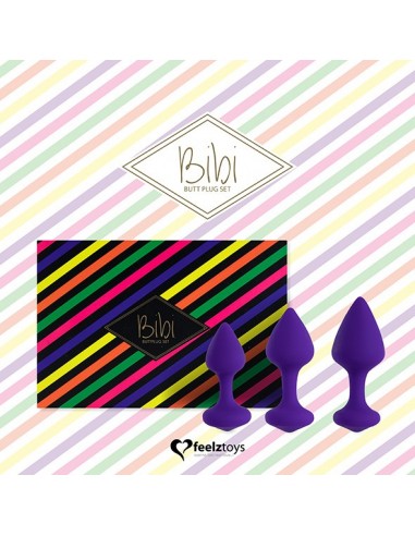 FeelzToys - Bibi Butt Plug Set 3 pcs Purple - Korki analne silikonowe - 4
