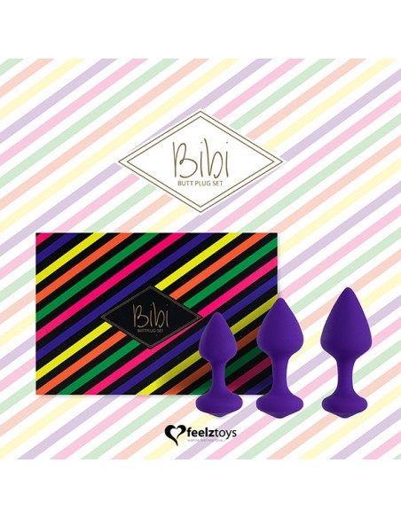 FeelzToys - Bibi Butt Plug Set 3 pcs Purple - Korki analne silikonowe - 4