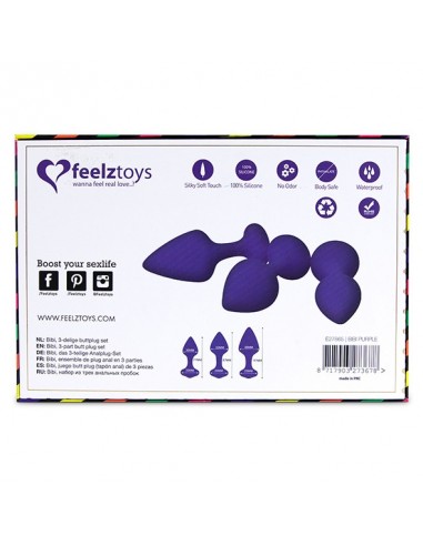 FeelzToys - Bibi Butt Plug Set 3 pcs Purple - Korki analne silikonowe - 5