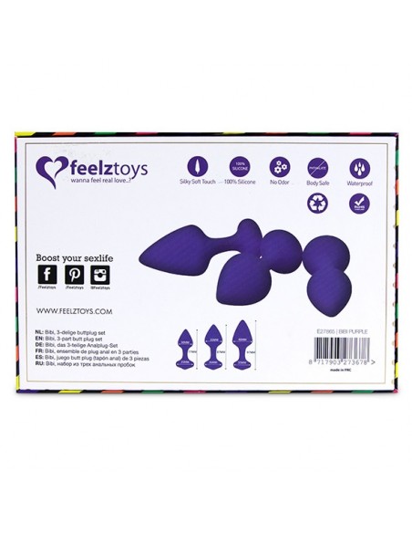 FeelzToys - Bibi Butt Plug Set 3 pcs Purple - Korki analne silikonowe - 5