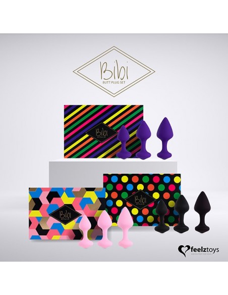 FeelzToys - Bibi Butt Plug Set 3 pcs Purple - Korki analne silikonowe - 7