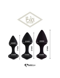 FeelzToys - Bibi Butt Plug Set 3 pcs Black - Korki analne silikonowe - 1 2