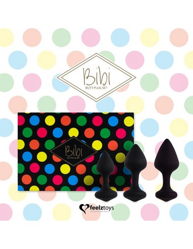 FeelzToys - Bibi Butt Plug Set 3 pcs Black - Korki analne silikonowe - 4