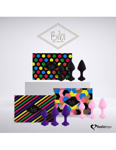 FeelzToys - Bibi Butt Plug Set 3 pcs Black - Korki analne silikonowe - 6