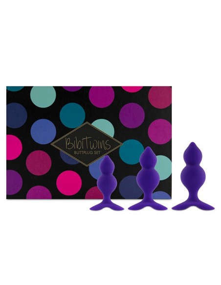 FeelzToys - Bibi Twin Butt Plug Set 3 pcs Purple - Korki analne silikonowe - 1