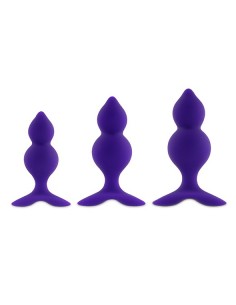 FeelzToys - Bibi Twin Butt Plug Set 3 pcs Purple - Korki analne silikonowe - 1 2