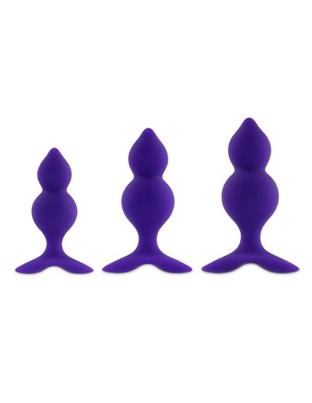 FeelzToys - Bibi Twin Butt Plug Set 3 pcs Purple - Korki analne silikonowe - 2