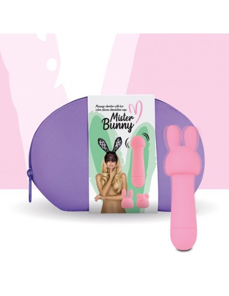 Wielofunkcyjny Wibrator Królik Mister Bunny Massage Vibrator With 2 Caps Pink - Wibratory Króliczki - 1
