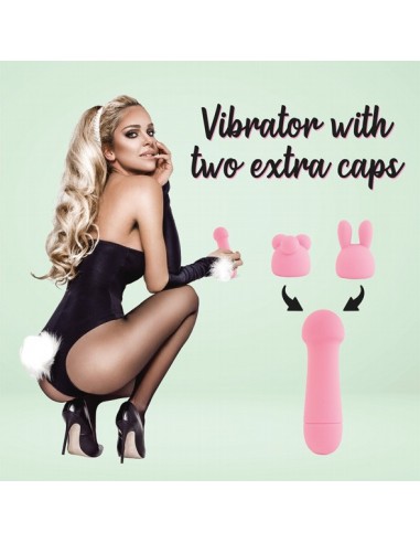 Wielofunkcyjny Wibrator Królik Mister Bunny Massage Vibrator With 2 Caps Pink - Wibratory Króliczki - 2