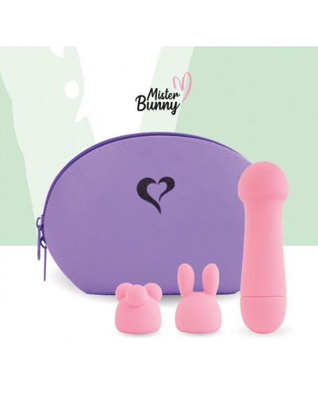 Wielofunkcyjny Wibrator Królik Mister Bunny Massage Vibrator With 2 Caps Pink - Wibratory Króliczki - 4