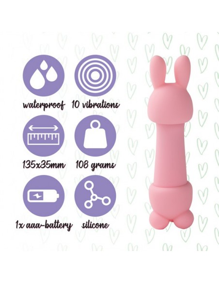 Wielofunkcyjny Wibrator Królik Mister Bunny Massage Vibrator With 2 Caps Pink - Wibratory Króliczki - 5
