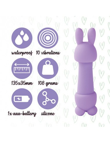 Wielofunkcyjny Wibrator Królik Mister Bunny Massage Vibrator With 2 Caps Pink - Wibratory Króliczki - 5