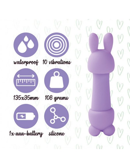 Wielofunkcyjny Wibrator Królik Mister Bunny Massage Vibrator With 2 Caps Pink - Wibratory Króliczki - 5