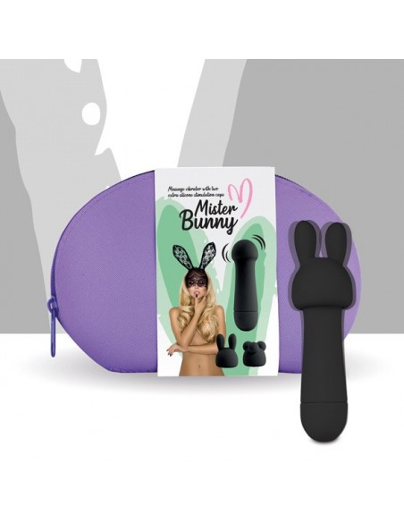 Wielofunkcyjny Wibrator Królik Mister Bunny Massage Vibrator With 2 Caps Black - Wibratory Króliczki - 1