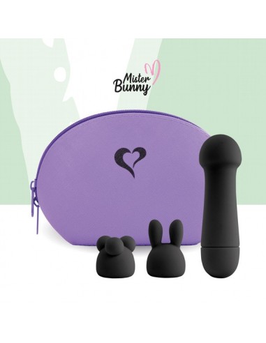 Wielofunkcyjny Wibrator Królik Mister Bunny Massage Vibrator With 2 Caps Black - Wibratory Króliczki - 4