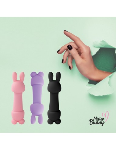 Wielofunkcyjny Wibrator Królik Mister Bunny Massage Vibrator With 2 Caps Black - Wibratory Króliczki - 6