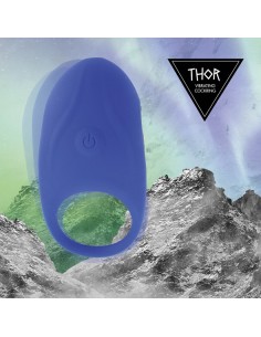 Wibrujący pierścień na penisa Thor Cockring Niebieski - Pierścienie erekcyjne wibrujące - 1 2