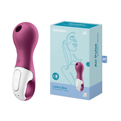 Stymulator łechtaczki Lucky Libra z falami ciśnienia i wibracjami, uchwyt pierścieniowy, 15,5 cm - 1
