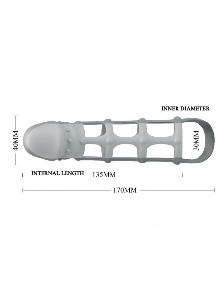 PRETTY LOVE - Penis Sleeve with Ball Strap - Przedłużki i nakładki na penisa - 6