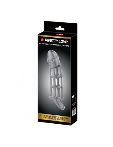 PRETTY LOVE - Penis Sleeve with Ball Strap - Przedłużki i nakładki na penisa - 7